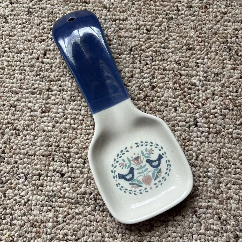 Vintage Otagiri Japan Spoon Rest Blue Birds Cottagecore Grandmacore